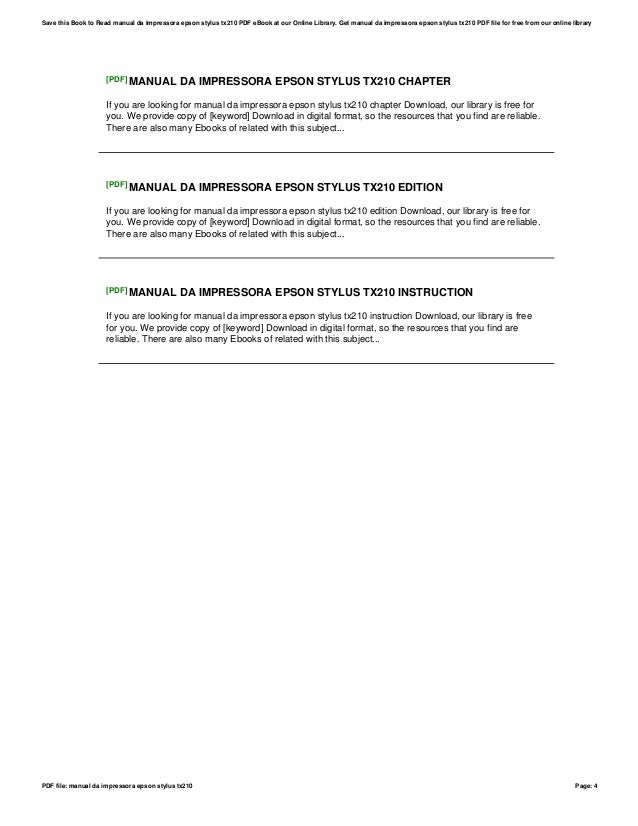 manual da impressora epson stylus tx210 ebook